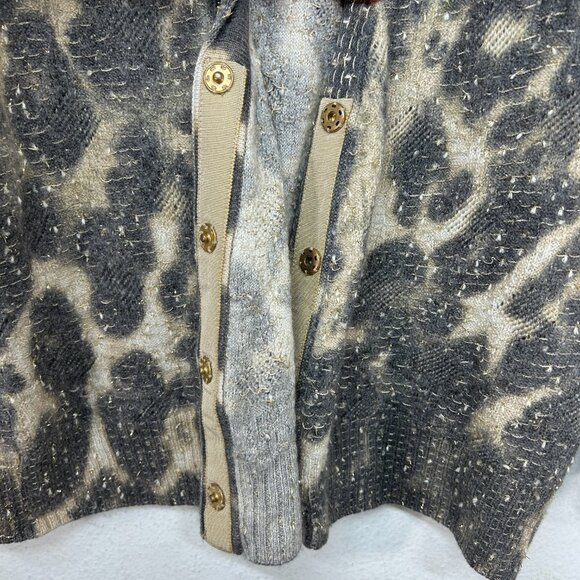 St John Couture ladies Cardigan sweater medium gray brown gold animal metallic - Picture 5 of 12